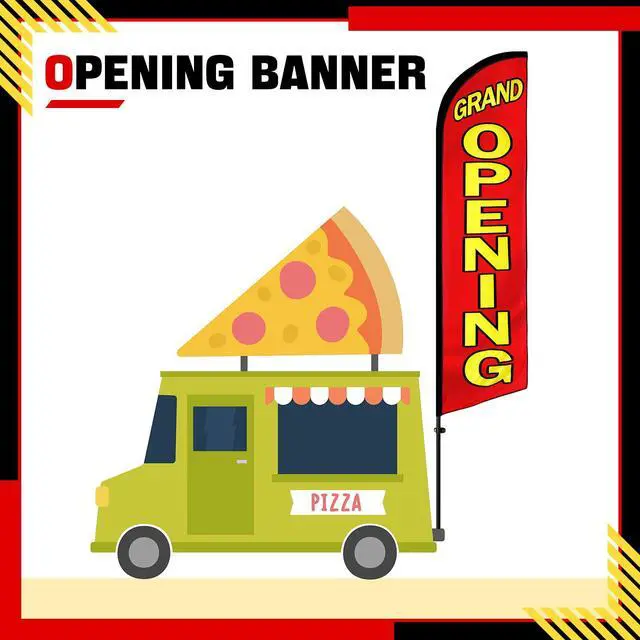 Alt view image 6 of 6 - 2 Sets Large Feather Flag 15 x 2.3 ft Grand Opening Open Hiring Sale Advertising Feather Flag Pole Kit Banner Sign for Business Store Outdoor Swooper(Grand Opening)
