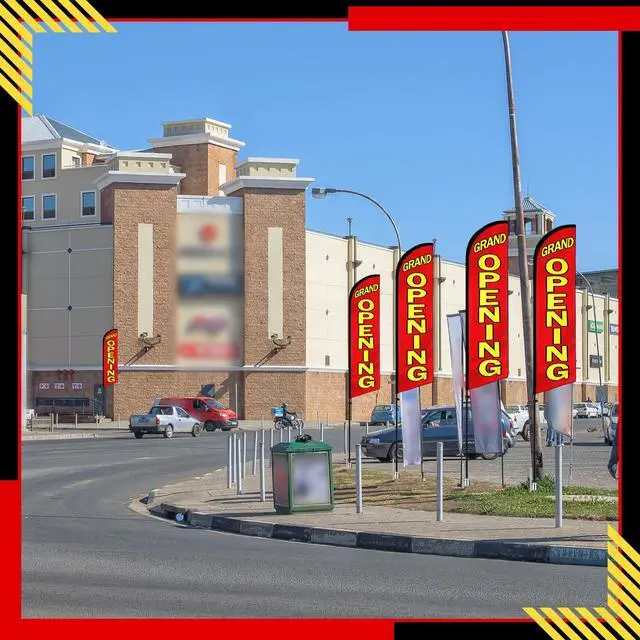 Alt view image 4 of 6 - 2 Sets Large Feather Flag 15 x 2.3 ft Grand Opening Open Hiring Sale Advertising Feather Flag Pole Kit Banner Sign for Business Store Outdoor Swooper(Grand Opening)