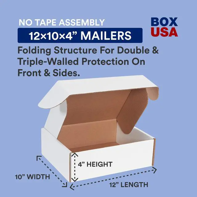Alt view image 2 of 6 - Shipping Boxes Small 12"L x 10"W x 4"H, 50-Pack | Corrugated Cardboard Box for Packing, Moving and Storage