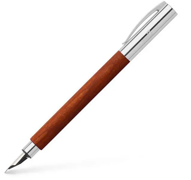 Main image of Ambition Fountain Pen, Pearwood Brown - Broad | Fountain pen with pear wood shaft, stainless steel nib and cartridge converter system, includes gift box