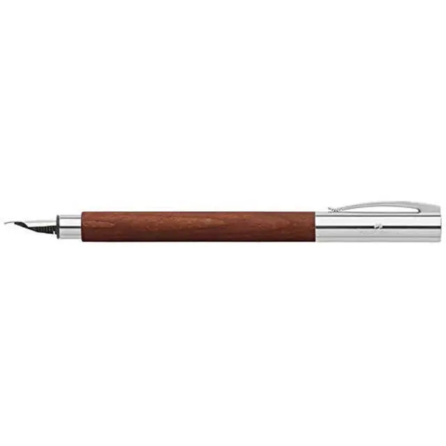 Alt view image 3 of 4 - Ambition Fountain Pen, Pearwood Brown - Broad | Fountain pen with pear wood shaft, stainless steel nib and cartridge converter system, includes gift box