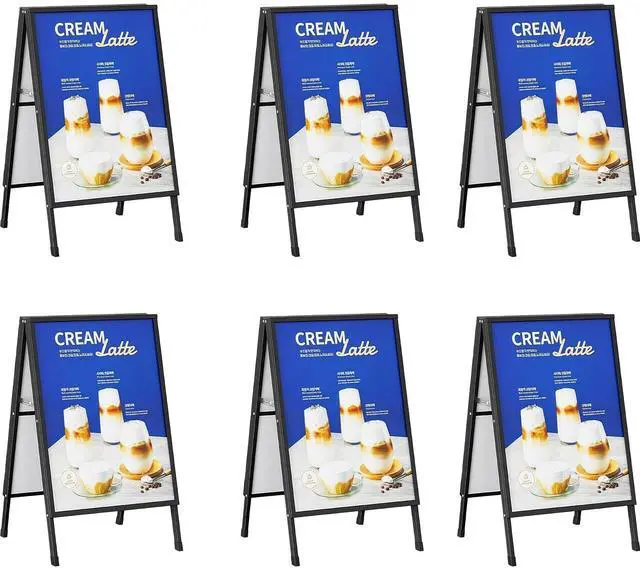 Main image of 6 PACK 24 x 36 Inch A Frame Sign, Frame Only | Heavy Duty Double-Sided Sandwich Board, Folding Sidewalk Sandwich Board Signs, for Storefronts, Cafes, Cultural Venues, Black
