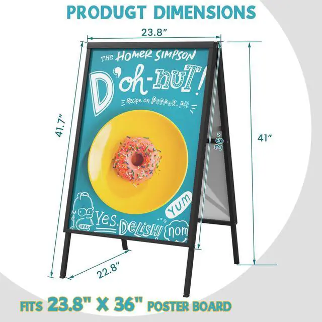 Alt view image 3 of 7 - 6 PACK 24 x 36 Inch A Frame Sign, Frame Only | Heavy Duty Double-Sided Sandwich Board, Folding Sidewalk Sandwich Board Signs, for Storefronts, Cafes, Cultural Venues, Black