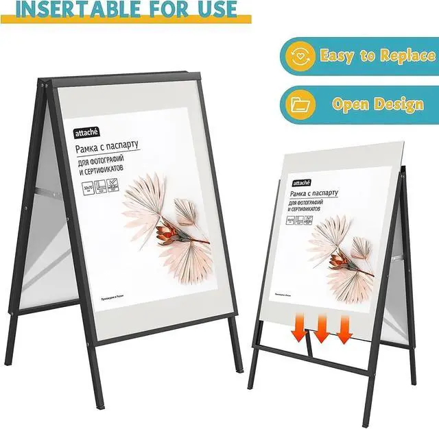 Alt view image 5 of 7 - 6 PACK 24 x 36 Inch A Frame Sign, Frame Only | Heavy Duty Double-Sided Sandwich Board, Folding Sidewalk Sandwich Board Signs, for Storefronts, Cafes, Cultural Venues, Black