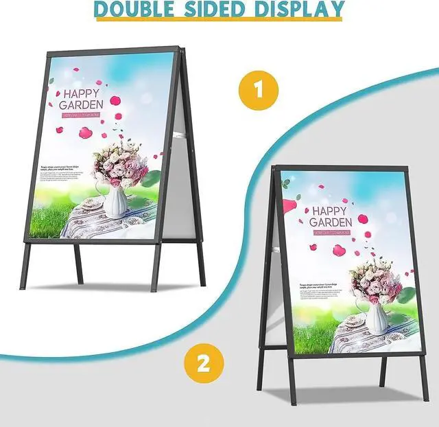 Alt view image 6 of 7 - 6 PACK 24 x 36 Inch A Frame Sign, Frame Only | Heavy Duty Double-Sided Sandwich Board, Folding Sidewalk Sandwich Board Signs, for Storefronts, Cafes, Cultural Venues, Black