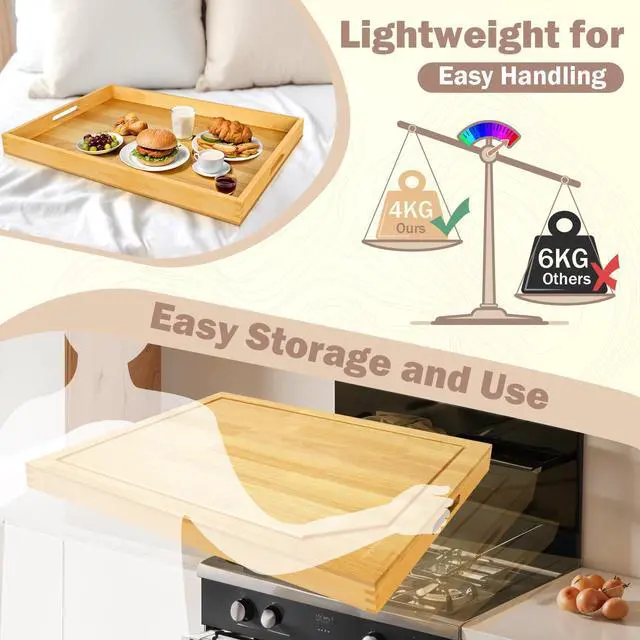 Alt view image 5 of 7 - 4 In 1 Noodle Board Stove Cover Lightweight Cutting Board Wood Stove Top Covers for Electric Stove, Glass Gas Stove Cover for Gas Burners - 30" x 22"