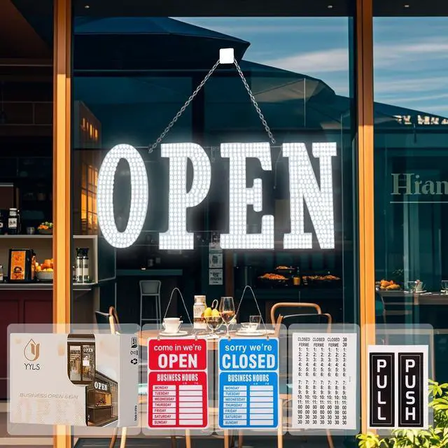 Main image of LED Open Sign for Business 40"x10" Dimmable Large Bright LED Open Light Up Sign with Hanging Installation for Window Stores, Hotel, Store, Bar, Retail Shop, Salon, Restaurant