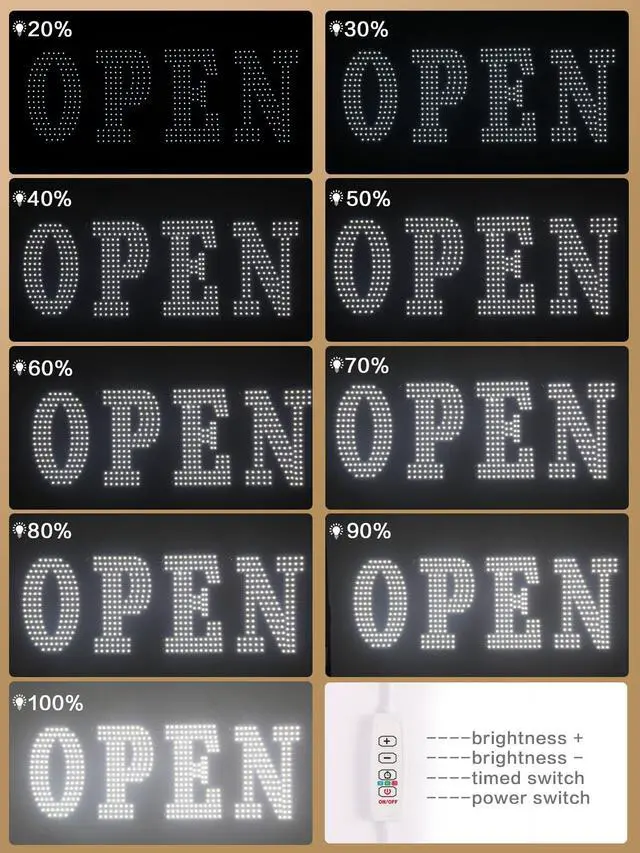 Alt view image 4 of 7 - LED Open Sign for Business 40"x10" Dimmable Large Bright LED Open Light Up Sign with Hanging Installation for Window Stores, Hotel, Store, Bar, Retail Shop, Salon, Restaurant