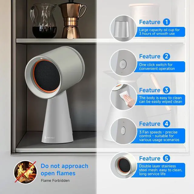 Alt view image 4 of 7 - Portable Range Hood, 3-Speed Desktop Exhaust Vent Fan,CreamWhite | Desktop kitchen vent fan with large oil cup, washable aluminum filter. Low-noise, 3 speeds. Ideal for indoor BBQ,RV