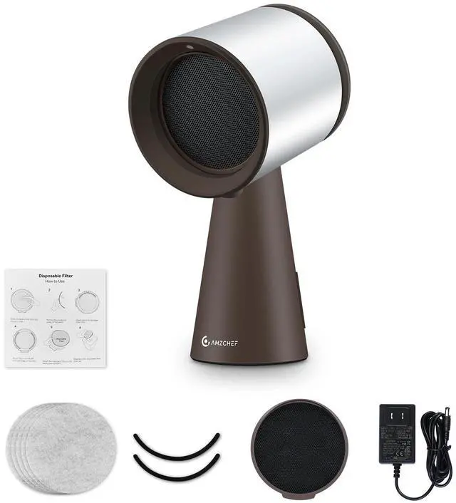 Main image of Portable Range Hood, 3-Speed Desktop Exhaust Vent Fan, Silver brown | Desktop kitchen vent fan with large oil cup, washable aluminum filter. Low-noise, 3 speeds. Ideal for indoor BBQ,RV
