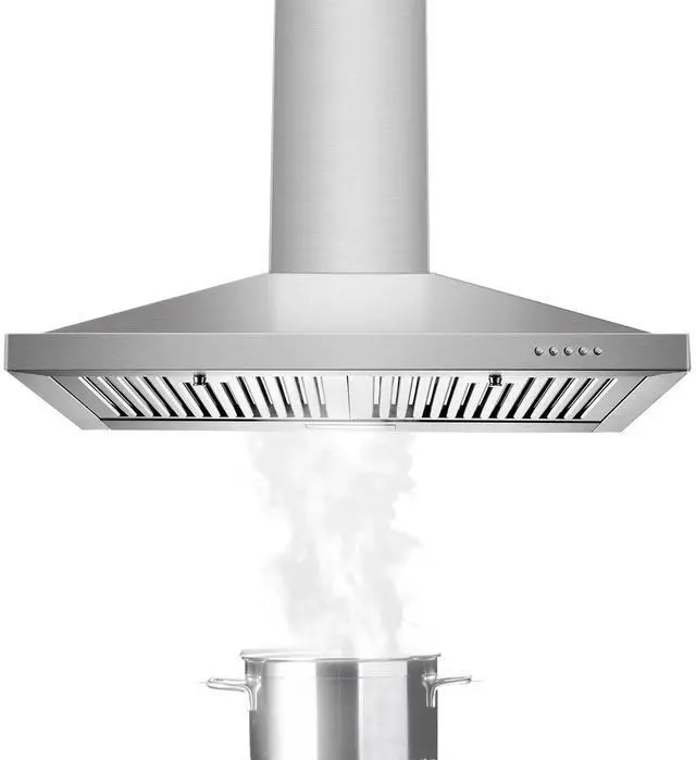 Main image of Range Hood, Range Hoods 30 inch Stainless Steel, 450 CFM Kitchen Hood with LED Light Baffle Filters, 3 Speed Exhaust Fan Vent Hood