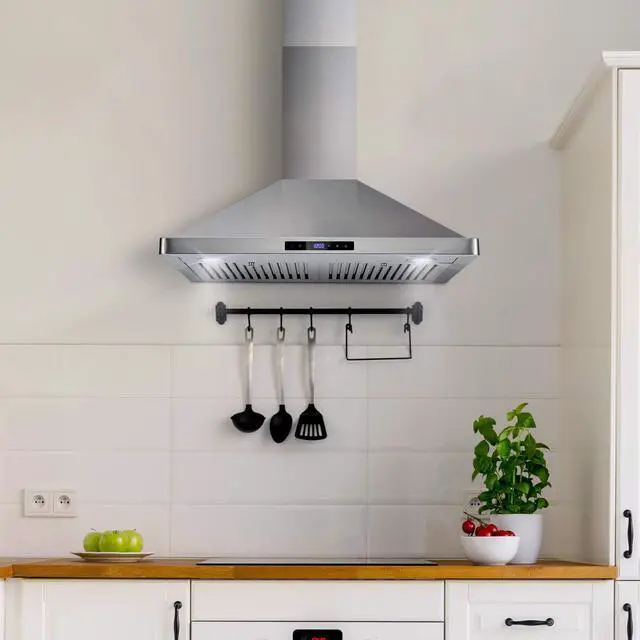 Alt view image 5 of 7 - 30 in. Vista Coll 380 CFM Ducted Wall Mount Range Hood LED, Stainless Steel | COS-63175S Soft TouchControls, 3 Fan Speeds, Permanent Dishwasher-Safe Baffle Filters, Backdraft Damper