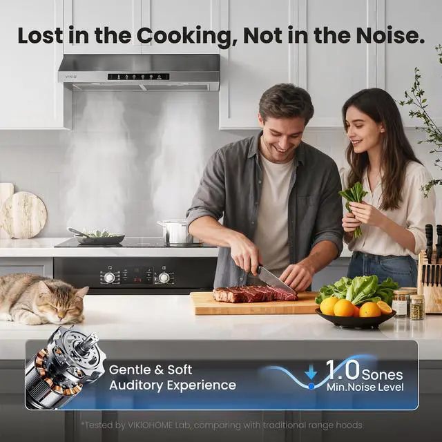 Alt view image 5 of 7 - 30 Inch Under Cabinet Range Hood 900 CFM, Dual Motor Powerful Kitchen Vent Hood, Gesture & Touch Control, Ultra Quiet DC Motor, Dishwasher-Safe Filters, LED Lights, Stainless Steel