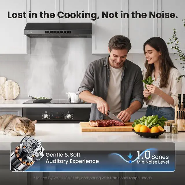 Alt view image 5 of 7 - 36 Inch Under Cabinet Range Hood 900 CFM, Dual Motor Powerful Kitchen Vent Hood, Gesture & Touch Control, Ultra Quiet DC Motor, Dishwasher-Safe Filters, LED Lights, Black