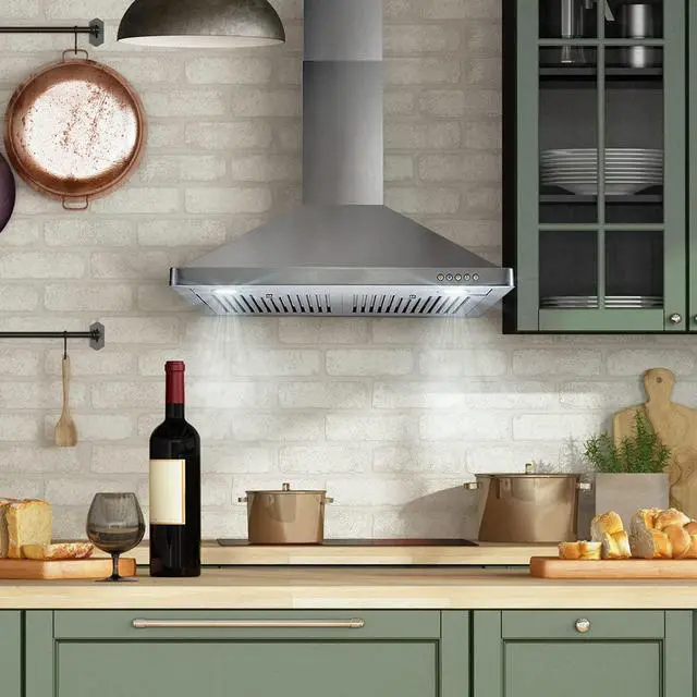 Alt view image 5 of 7 - 30 in. Vista Coll 380 CFM Ducted Wall Mount Range Hood LED, Stainless Steel