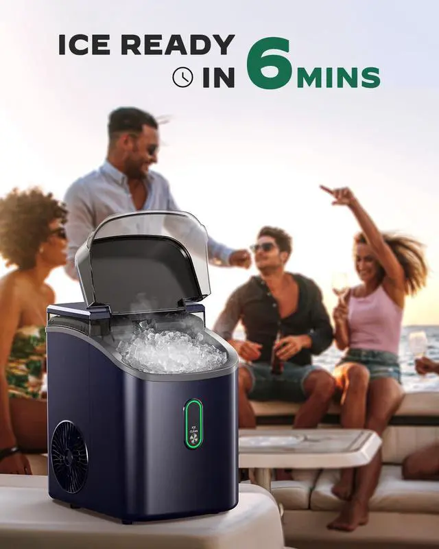 Alt view image 4 of 7 - Nugget Ice Maker Countertop, Pebble Ice Maker with Soft Chewable Ice, One-Click Operation Ice Machine with Self-Cleaning, 33lbs/24H for Home,Kitchen,Office