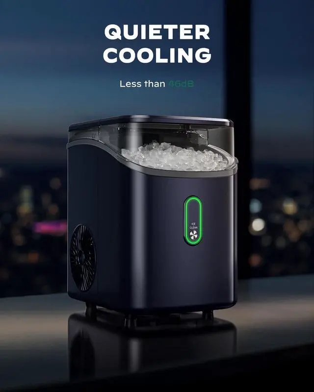 Alt view image 7 of 7 - Nugget Ice Maker Countertop, Pebble Ice Maker with Soft Chewable Ice, One-Click Operation Ice Machine with Self-Cleaning, 33lbs/24H for Home,Kitchen,Office