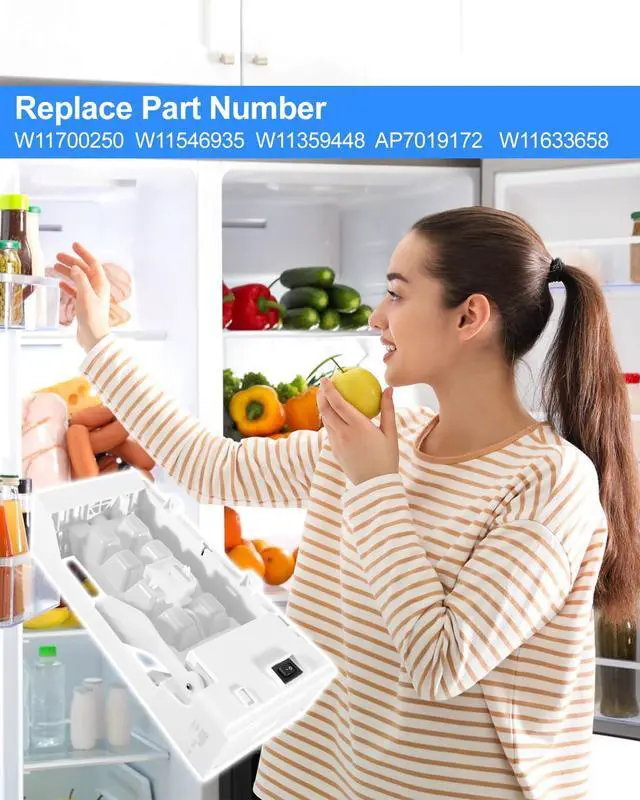 Alt view image 3 of 6 - W11700250 W11359448 W11633658 Refrigerator Ice Maker Assembly Compatible with Whirlpool Kenmore Amana Maytag Ice Maker, Replace AP7019172