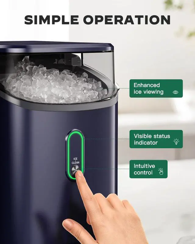 Alt view image 5 of 7 - Nugget Ice Maker Countertop, Pebble Ice Maker with Soft Chewable Ice, One-Click Operation Ice Machine with Self-Cleaning, 33lbs/24H for Home,Kitchen,Office