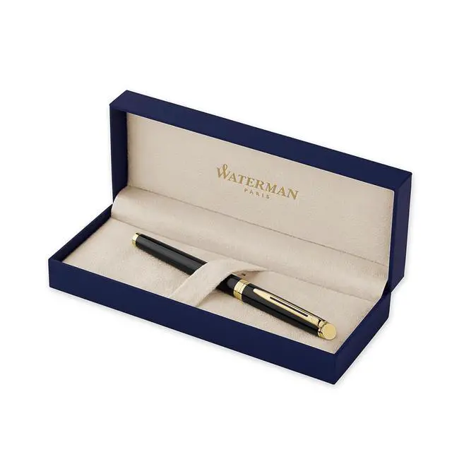 Alt view image 4 of 7 - Hemisphere Rollerball Pen, Gloss Black with 23k Gold Trim, Fine Point, Black Ink, Gift Box