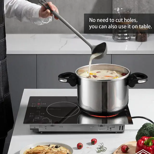 Alt view image 4 of 6 - 2 Burners Electric Cooktop, 110v Plug in Ceramic Cooktop, 12 Inch | Countertop & Built-in Electric Stove Top with Child Safety Lock, Timer, Over-Temperature Protection, Sensor Touch Control