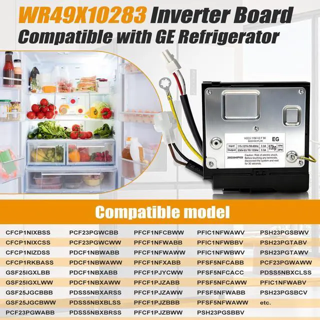Alt view image 3 of 7 - WR49X10283 WR55X10490 Inverter Control Board Compatible with GE Refrigerator,Replace WR55X10685 WR55X10979 WR55X11029 AP5669522 PS6883663 2677747 519306299,Parts Embraco VCC3 1156 K8 F 90