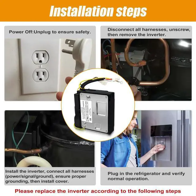 Alt view image 7 of 7 - WR49X10283 WR55X10490 Inverter Control Board Compatible with GE Refrigerator,Replace WR55X10685 WR55X10979 WR55X11029 AP5669522 PS6883663 2677747 519306299,Parts Embraco VCC3 1156 K8 F 90