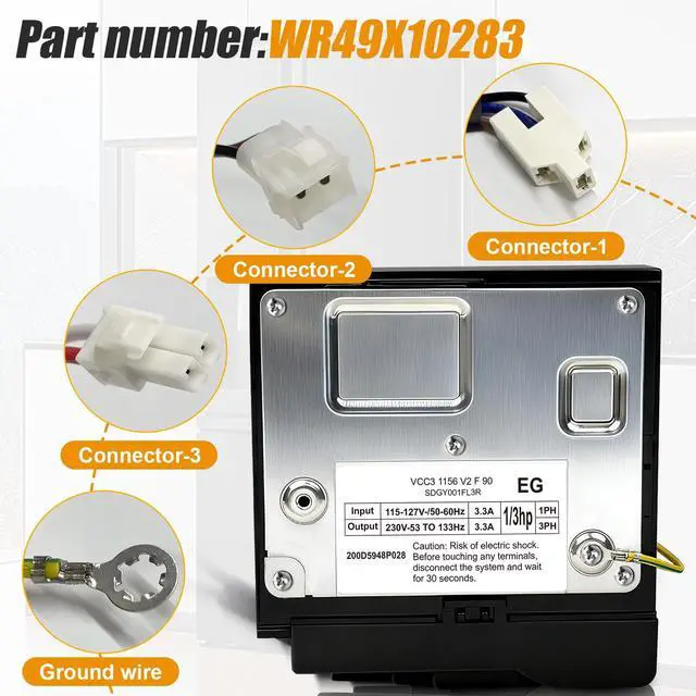 Alt view image 6 of 7 - WR49X10283 WR55X10490 Inverter Control Board Compatible with GE Refrigerator,Replace WR55X10685 WR55X10979 WR55X11029 AP5669522 PS6883663 2677747 519306299,Parts Embraco VCC3 1156 K8 F 90