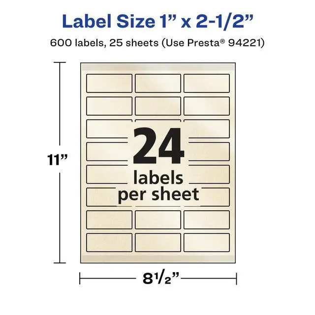 Alt view image 5 of 7 - ® Pearlized Ivory Rectangle Labels, Sure Feed® Technology, 1" x 2.5", 600 Pearlized Ivory Labels, Laser/Inkjet Printable