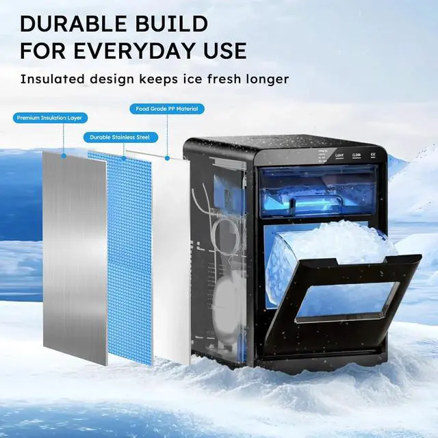 Alt view image 5 of 7 - Nugget Ice Maker, 44Lbs/Day Countertop Pellet Ice Machine | 44Lbs Nugget Ice Daily, Ready in 5 Mins, 1.8L Tank, Self-Cleaning, Quiet 40dB, Stainless Steel, for Home, Kitchen & Office