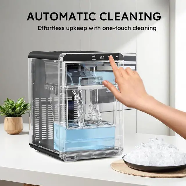 Alt view image 6 of 7 - Nugget Ice Maker, 44Lbs/Day Countertop Pellet Ice Machine | 44Lbs Nugget Ice Daily, Ready in 5 Mins, 1.8L Tank, Self-Cleaning, Quiet 40dB, Stainless Steel, for Home, Kitchen & Office