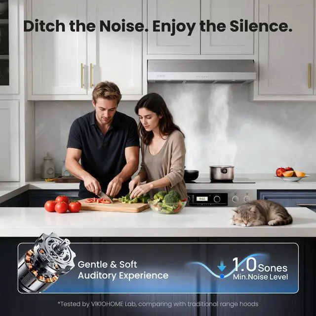 Alt view image 2 of 7 - Under Cabinet Range Hood 30 Inch, 1200 CFM Dual-Motor Kitchen Vent with LED Lights, Button Control, Ducted Vent Hood, Reusable 5-Layer Aluminum Filters, Stainless Steel