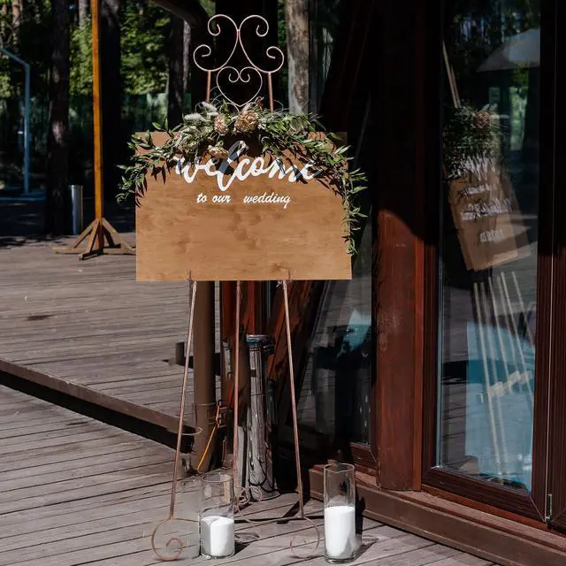 Main image of 57" H Bronze Metal Scroll Easel Stand for Display Wedding Sign Poster Adjustable Portable Art Easels Poster Easel with Chain Support for Showcasing Pictures Artwork Coffee Exhibition Canvas