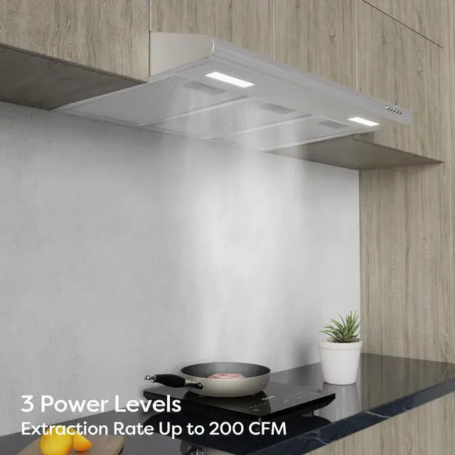 Alt view image 5 of 7 - Under Cabinet Range Hood 30 inch Vent Hood for Kitchen with 3 Speed Exhaust Fan, Ducted and Ductless Convertible, Stainless Steel
