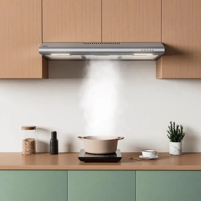 Alt view image 2 of 7 - Under Cabinet Range Hood 30 inch Vent Hood for Kitchen with 3 Speed Exhaust Fan, Ducted and Ductless Convertible, Stainless Steel