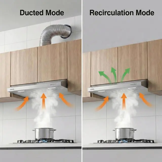 Alt view image 3 of 7 - Ductless Range Hood 30 inch Under Cabinet Hood Vent for Kitchen Ducted and Ductless Convertible CAS75918A