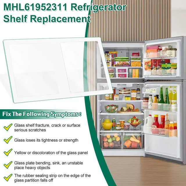 Alt view image 5 of 7 - Upgraded MHL61952311 Refrigerator Glass Shelf Replacement Compatible with LG and kenmore Refrigerator Shelf Replacement Parts Tempered Glass Crisper Drawer Cover Crisper Glass Inserts Replacement