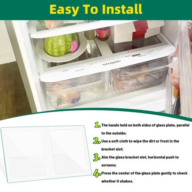 Alt view image 4 of 7 - Upgraded MHL61952311 Refrigerator Glass Shelf Replacement Compatible with LG and kenmore Refrigerator Shelf Replacement Parts Tempered Glass Crisper Drawer Cover Crisper Glass Inserts Replacement