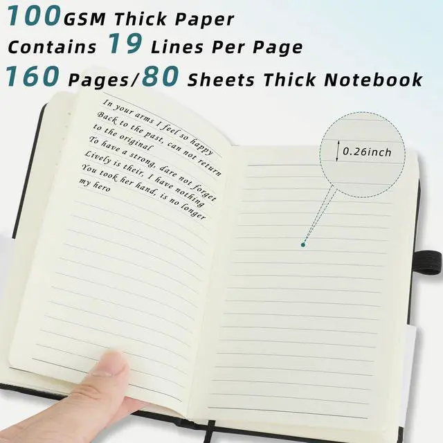 Alt view image 3 of 7 - 24 Pack A6 Pocket Small Notebook with 24 Pens Bulk Classic Hardcover Leather Journal Set with Pen Holder for Men Women Writing, Office, Home, School, Business, 100GSM, 3.5 x 5.5, Multicolor