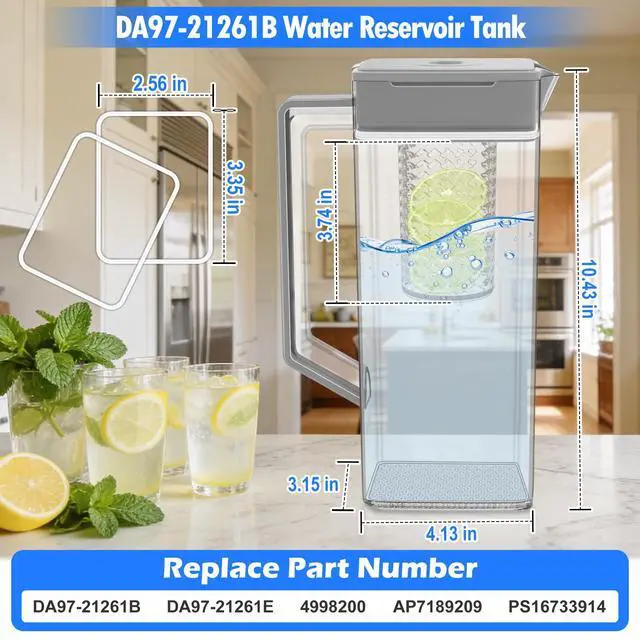 Alt view image 2 of 7 - Upgraded DA97-21261B Refrigerator Water Pitcher Compatible with Samsung Water Pitcher for Fridge Door Replacement DA97-21261E AP7189209 PS16733914 RF23A9671SG RF29A9771SR Water Reservoir Assembly