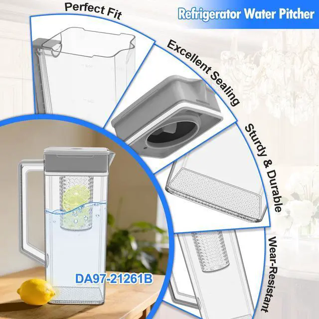 Alt view image 3 of 7 - Upgraded DA97-21261B Refrigerator Water Pitcher Compatible with Samsung Water Pitcher for Fridge Door Replacement DA97-21261E AP7189209 PS16733914 RF23A9671SG RF29A9771SR Water Reservoir Assembly