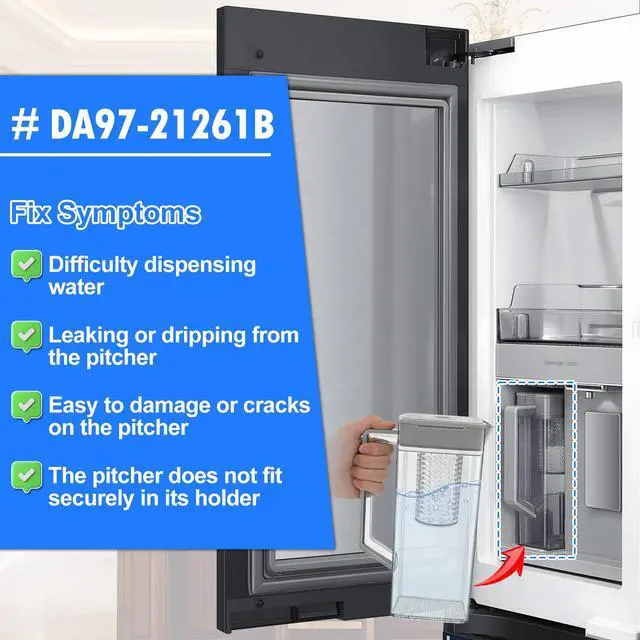 Alt view image 7 of 7 - Upgraded DA97-21261B Refrigerator Water Pitcher Compatible with Samsung Water Pitcher for Fridge Door Replacement DA97-21261E AP7189209 PS16733914 RF23A9671SG RF29A9771SR Water Reservoir Assembly