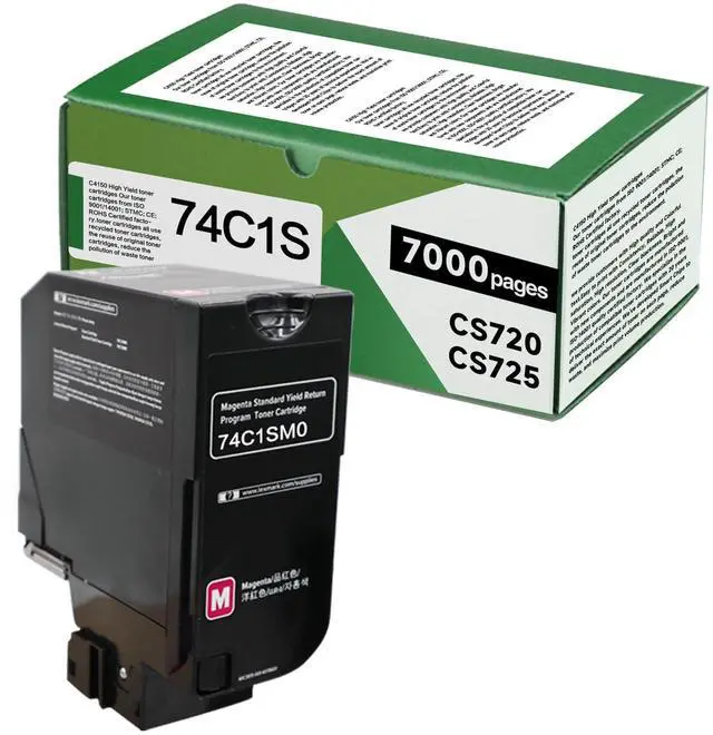 Main image of 74C1SM0 Magenta Compatible 7000 Pages Toner Cartridge High Yield | Replacement for Lexmark 74C1SK0 74C1SC0 74C1SM0 74C1SY0 for CS725 CX725 CS720 Printer