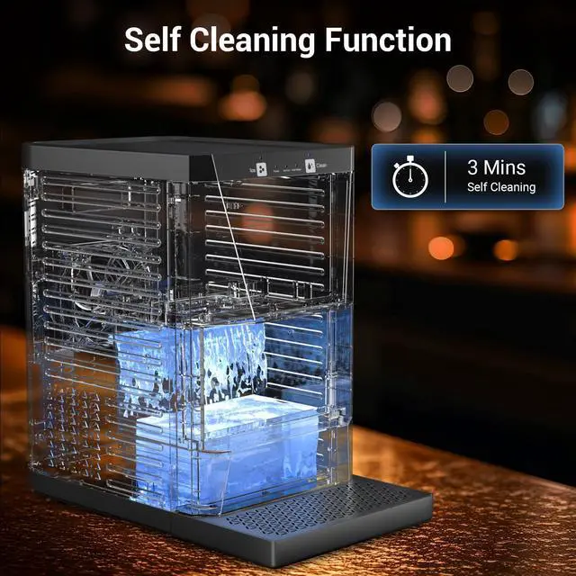 Alt view image 5 of 6 - 2'' Clear Ice Ball Maker Machine Countertop, 2pcs Ice Spheres in 40-60mins, Self-Cleaning, Clear Sphere Ice Maker for Whiskey, Bourbon & Cocktails