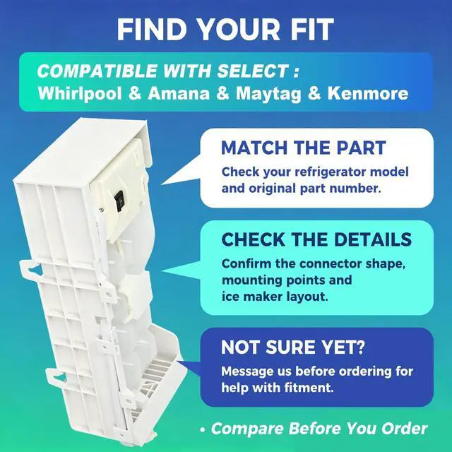 Alt view image 3 of 7 - W11546935 W11359448 W11700250 W11633658 Refrigerator Ice Maker Replacement Ice Maker Assembly Compatible with Select Models