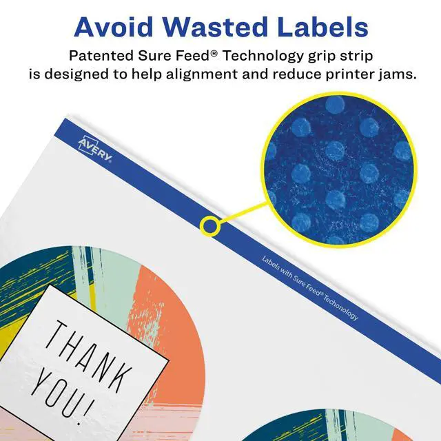 Alt view image 4 of 6 - ® Glossy Clear Round Labels, Sure Feed® Technology, 3.5" Diameter, 200 Glossy Clear Labels, Print-to-The-Edge, Laser/Inkjet Printable