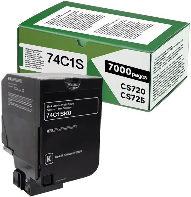 Main image of 74C1SK0 Black Compatible 7000 Pages Toner Cartridge High Yield | Replacement for Lexmark 74C1SK0 74C1SC0 74C1SM0 74C1SY0 for CS725 CX725 CS720 Printer