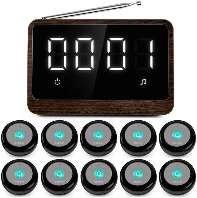Main image of Wireless Nurse Call System with Central Receiver and Call Buttons | Central receiver displays caller numbers for quick response in home care, clinics, care facilities and restaurants