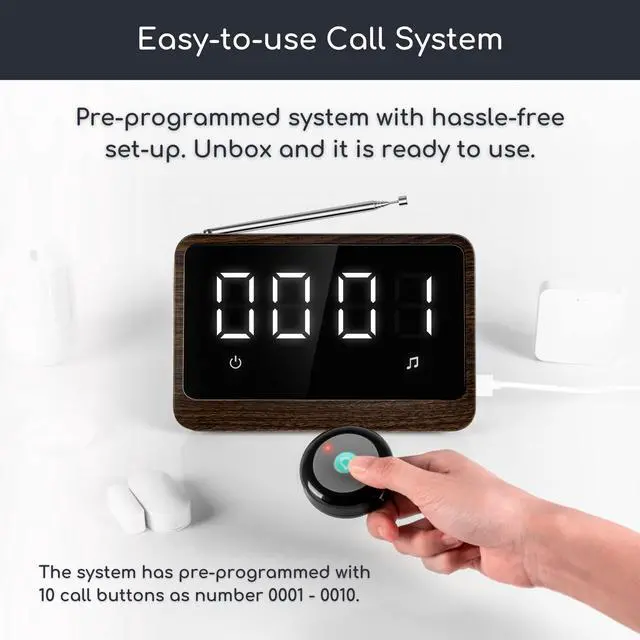 Alt view image 2 of 7 - Wireless Nurse Call System with Central Receiver and Call Buttons | Central receiver displays caller numbers for quick response in home care, clinics, care facilities and restaurants