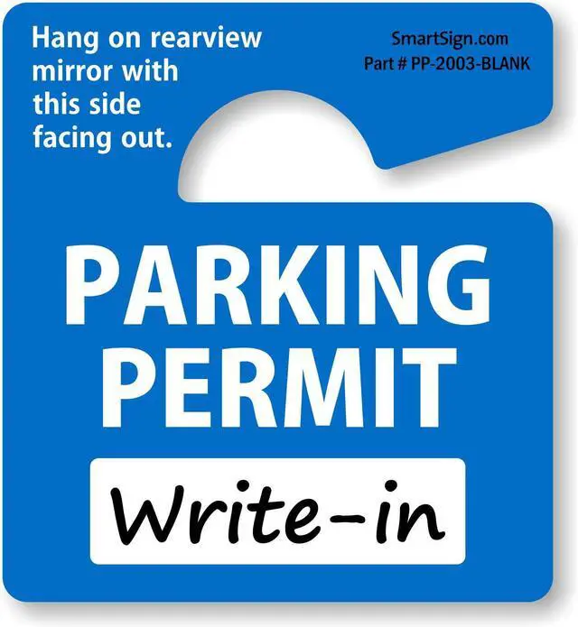 Alt view image 2 of 5 - SmartSign (Pack of 50) Parking Permit Rearview Mirror Hang Tags | 2.75" x 3",35 mil Plastic, Write On Car Parking Pass, Blue, Black and White, Made in USA